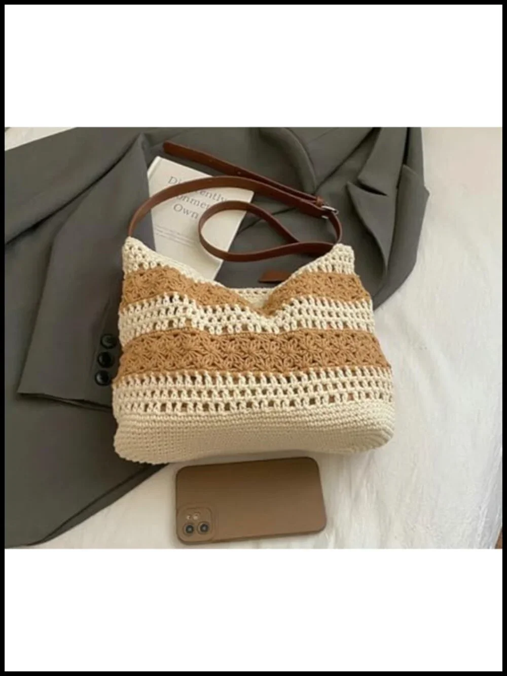 Crochet Hobo Bag Women Boho Woven Tote Handbags Cotton Knitted Shoulder Beach
